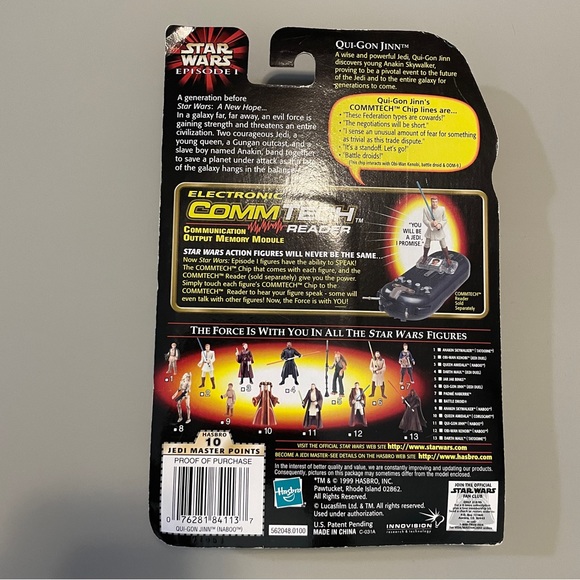 NIB Star Wars Episode 1 Collection 1 Qui-Gonn Jinn (Naboo) Figure with Comm Tech - Picture 2 of 5